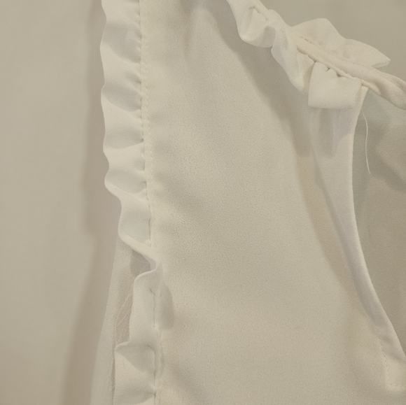 Ruffle accented, tie neck blouse - Picture 5 of 7